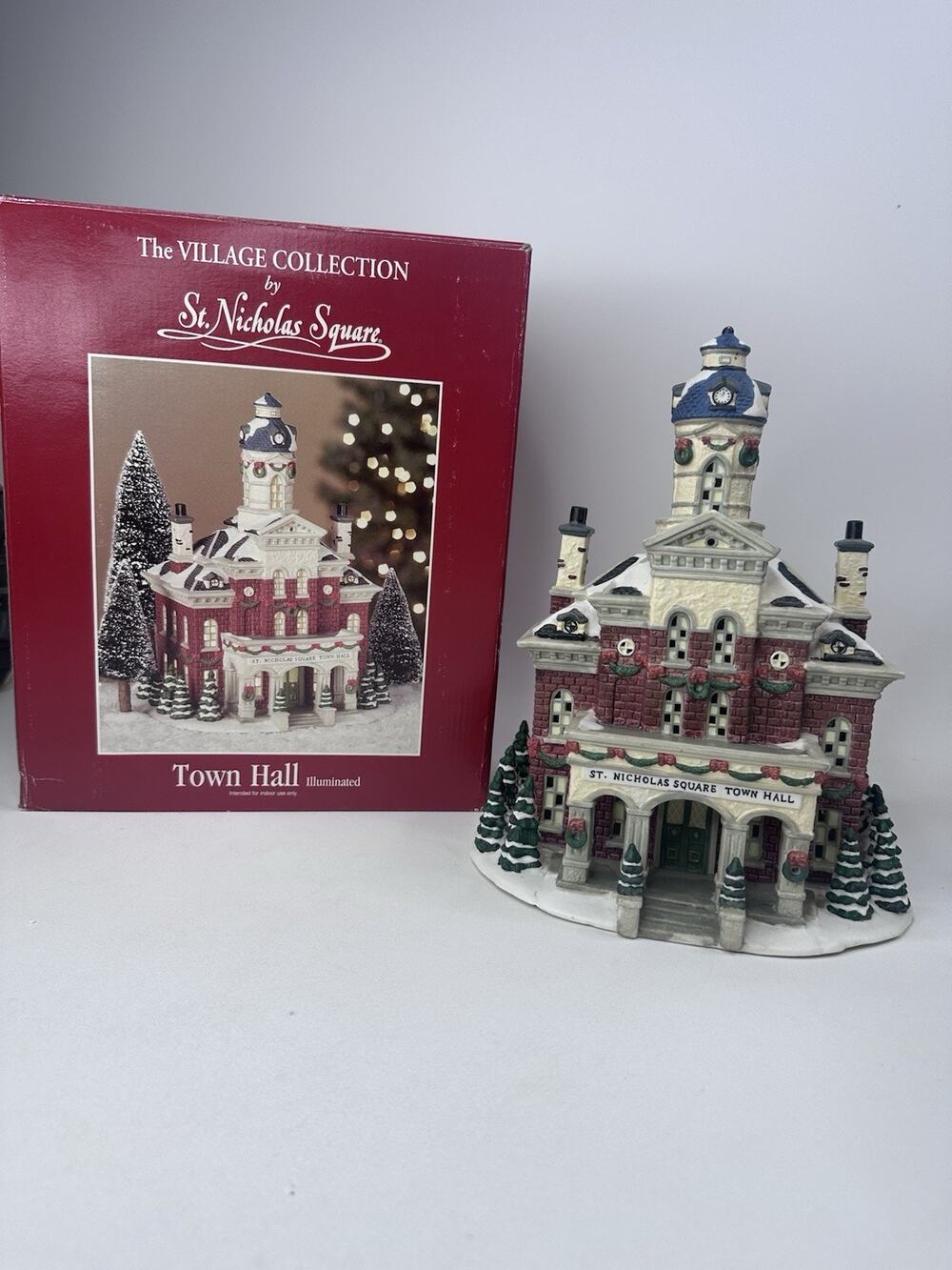 St. Nicholas Square Village Collection Town Hall Illuminated Christmas